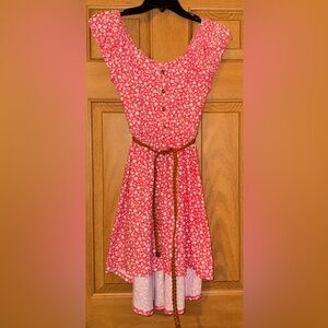 No Boundaries Pink and White One Shoulder Flutter Sleeve Sundress